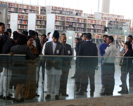 President Bhandari observes Qatar National Library
