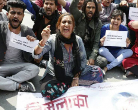 Demonstration in front of Singha Durbar demanding justice for Nirmala