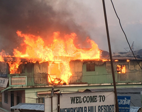 Fire engulfs hotel at Taplejung