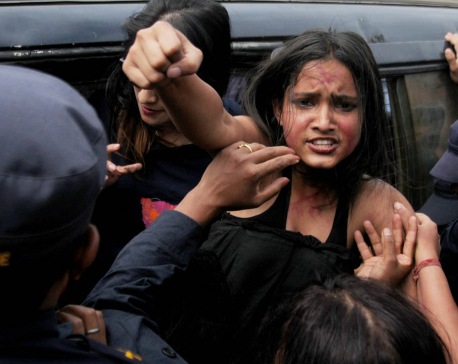 Partially naked women activists stage demo against rape