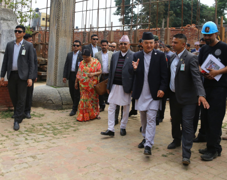 PM Oli inspects the post-quake reconstruction
