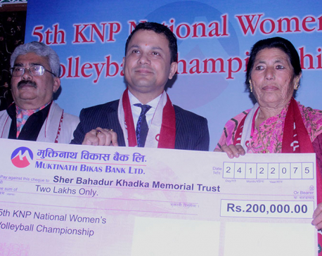 Sher Bahadur Foundation, Muktinath Bank sign agreement for volleyball winner prize