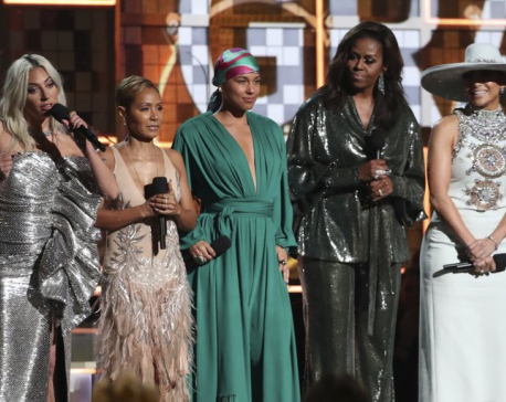 Michelle Obama gets raucous applause at Grammy Awards