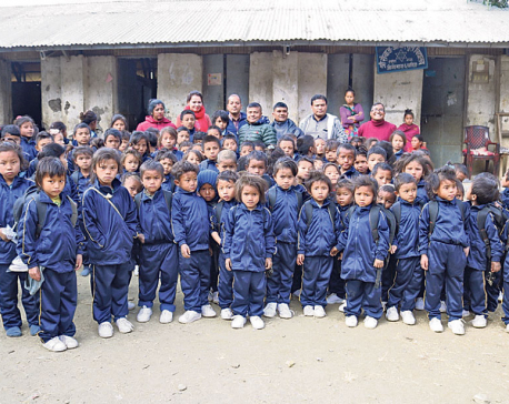 Chepang students get shoes, warm clothes, school bags