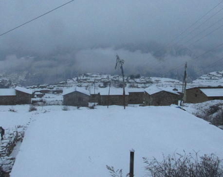 Snowfall grips Humla; transport disrupted and life affected