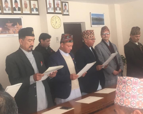 Newly selected Nepal Fine Art Academy's Executive Council members taking oath
