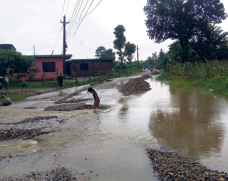 Three hours of rainfall inundates northern Sarlahi