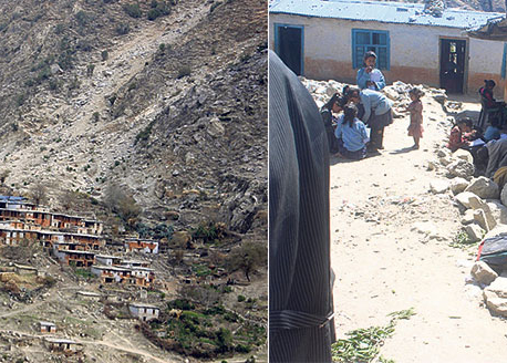 A Mugu village at risk of being crushed by landslide