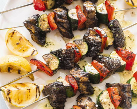 Vegetable kebabs with a crisp exterior and juicy interior