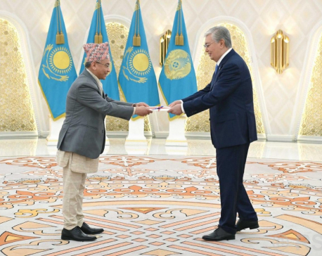 Ambassador Tuladhar presents letters of credence to Kazakh Prez