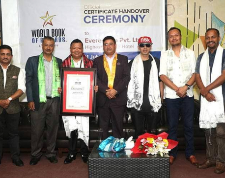 Nepal hotel holds record for highest altitude hotel in world, Minister Shrestha handed over certificate