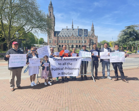 Protest staged at ICJ headquarters in Hague demanding release of Bhutanese political prisoners
