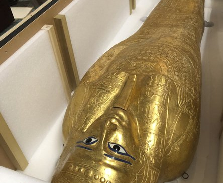 Ancient gilded coffin is returned to Egypt government
