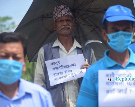 PHOTOS: Symbolic protest against Kathmandu-Tarai Fast Track Project at Khokana