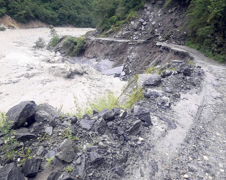 Beni-Jomsom road closed after being severely damaged by flood and landslides