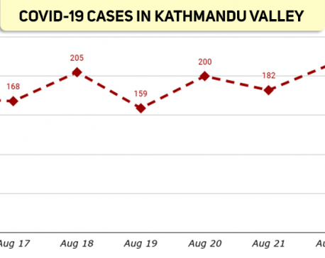 Kathmandu Valley sees 166 more cases, 100 plus cases in past eight days in a row