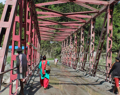 The last bridge connecting Helambu to rest of the world in bad shape
