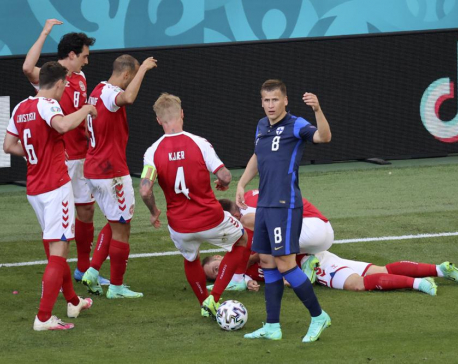 In scary scene at Euro 2020, Eriksen collapses on the field