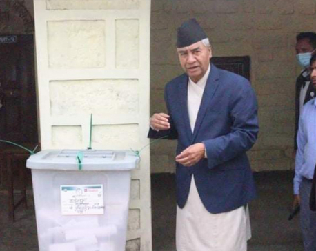 Prime Minister Deuba casts his vote in Dadeldhura
