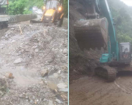 Landslide buries five vehicles in Dhading; two killed, six injured
