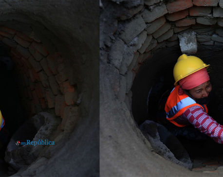 Photos: Kathmandu’s sewage system being repaired