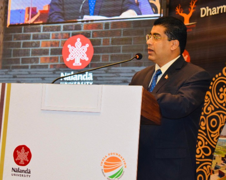 Former Minister Dhakal addresses India Foundation conference at Nalanda University