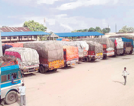 Transport entrepreneurs halt cargo vehicles along Araniko Highway