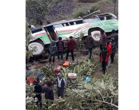 Two killed, 17 injured in Tanahu bus accident
