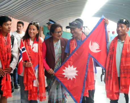 Harila, Sherpa receive grand welcome at TIA