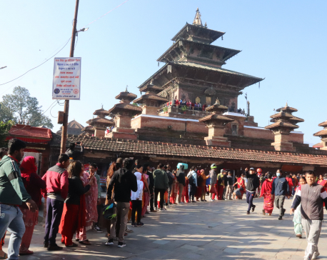 Huge crowd of devotees throngs Taleju Bhawani temple which opens only on Mahanavami day
