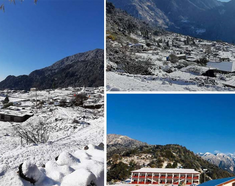 PHOTOS: Seven mesmerizing pictures capture Helambu’s first snow of this season