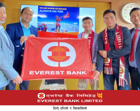 Everest Bank’s flag unfurled at Mt Sagarmatha