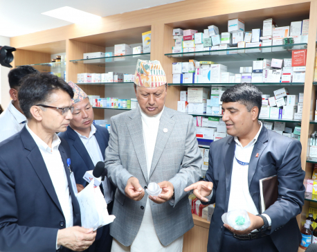 Health Minister Basnet-led team monitors pharmacies