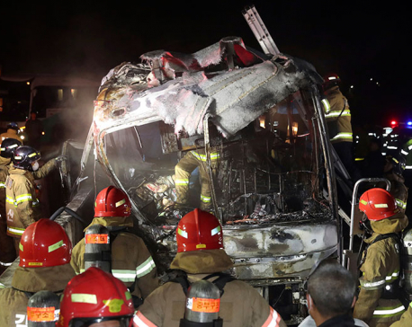 10 killed in South Korea after bus fire on highway