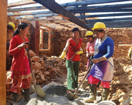Sindhupalchowk's Majhi people help each other to rebuild homes