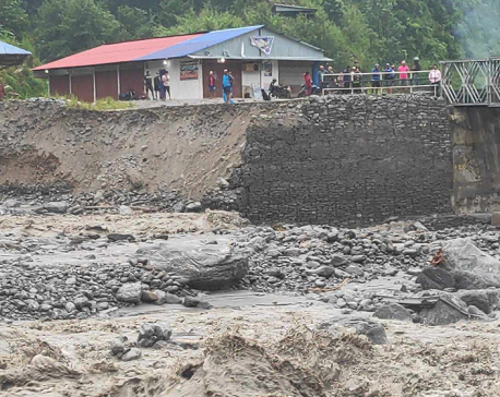 Flood blocks road to Melamchi Water Supply Project source