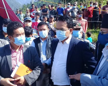 Home Minister Khand visits flood-hit areas in Melamchi