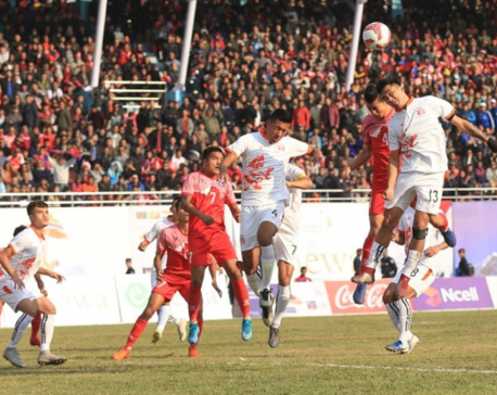 Nepal takes lead against Bhutan in finals of men's football match