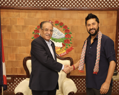 PM Dahal meets Rabi Lamichhane