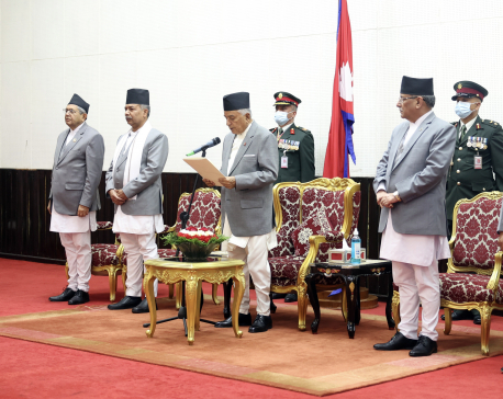President Paudel administers oath to newly-appointed Foreign Minister Saud