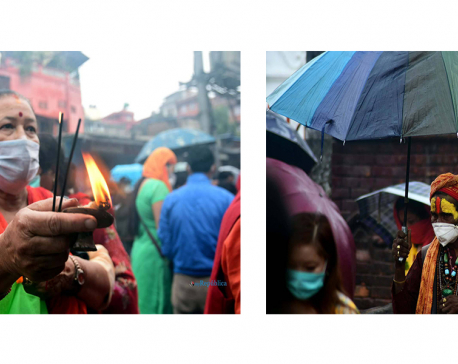 IN PICS: Devotees throng Pashupatinath Temple despite rain and lockdown