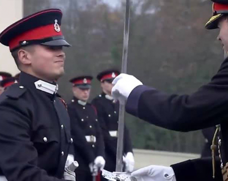 Nepal Army officer cadet awarded with prestigious 'Int'l Sword of Honor' in UK (With video)