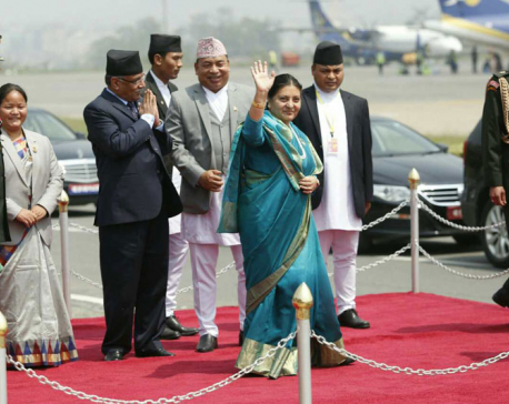 President Bhandari flies off to India on her maiden state visit (photo feature)