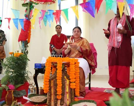 President performs Ghatasthapana rituals