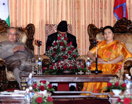 President Bhandari and Indian President Mukherjee hold talks