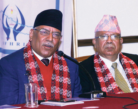 Leaders of Dahal-Nepal faction at Election Commission seeking official recognition as legitimate NCP