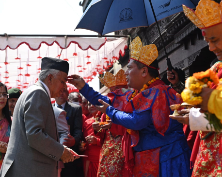 President Paudel performs consecration at Swayambhu Mahachaitya