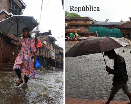 Streets of Patan turn into streams after heavy rainfall (with photos)
