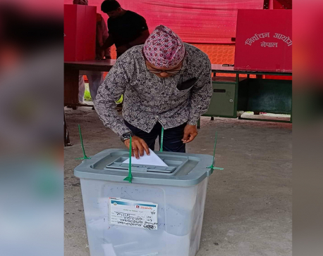 RPP Chairman Lingden casts his vote in Jhapa