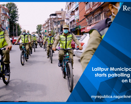 VIDEO: Lalitpur Municipal Police starts patrolling the city on bicycles